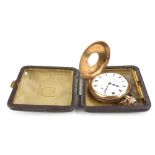 AN EARLY 20TH CENTURY 9CT GOLD HALF HUNTER GENT'S POCKET WATCH Having convex glass aperture with