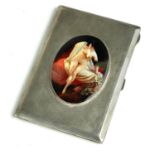 AN EARLY 20TH CENTURY ENGLISH SILVER CIGARETTE CASE With later applied oval plaque, nude female. (