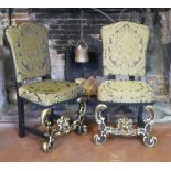 A PAIR OF 19TH CENTURY ITALIAN WALNUT AND PARCEL GILT STANDARD CHAIRS IN THE ROCOCO STYLE With