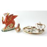 ROYAL CROWN DERBY, A LIMITED EDITION (277/950) PORCELAIN 'WELSH DRAGON' PAPERWEIGHT Marked 'Made