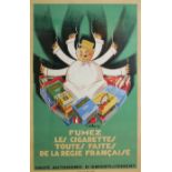 'FUMEZ LES CIGARETTES TOUTES FAITES DE LA RÉGIE FRANCAISE, DABO, 1937', A LARGE ORIGINAL POSTER