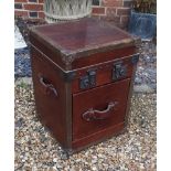 A FAUX CROCODILE SKIN AND BRASS BOUND TRAVELLING TRUNK With rise and fall top above a single drawer.