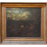 FOLLOWER OF PHILIPS WOUWERMAN, 18TH CENTURY OIL ON CANVAS With travelers on horseback, inscribed