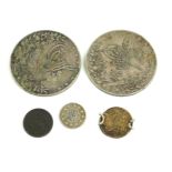 TWO 19TH CENTURY TURKISH OTTOMAN EMPIRE SILVER COINS With a Sultan Tughra monogram, together with