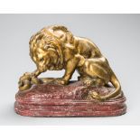 A LATE 19TH/EARLY 20TH CENTURY PLASTER MODEL OF THE 'LION 'AND SERPENT' ALSO KNOWN AS 'LION DES