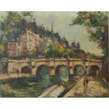 CLAUDE MAUNAND, A 20TH CENTURY FRENCH OIL ON CANVAS View of The Seine, signed and framed. (38cm x