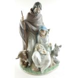 LLADRO, A LARGE PORCELAIN NATIVITY GROUP FIGURE Titled 'Joyful Event', impressed number '6008'. (