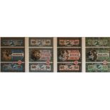 ALPHONSE MUCHA, 1860 - 1939, A SET OF FOUR FRAMED AS ONE, ART NOUVEAU BISCUIT TIN LABELS Mounted,