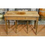A GEORGIAN DESIGN MAHOGANY NEST OF THREE SIDE TABLES One with a single drawer, on turned and