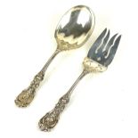 REED AND BARTON, A PAIR OF EARLY 20TH CENTURY STERLING SILVER SALAD SERVERS Having embossed