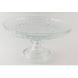 A LARGE CUT LEAD CRYSTAL CIRCULAR TAZZA With flutes and pedestal base, in original Newbridge Home