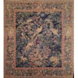 A BELGIAN TAPESTRY WALL HANGING Woven with birds amongst foliage, contained within floral and