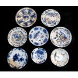 DELFTWARE, A COLLECTION OF SIX LARGE 18TH CENTURY CHARGERS/DISHES Having underglaze blue