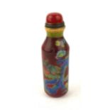 A CHINESE GLASS SNUFF BOTTLE Hand painted with a five toe dragon chasing a flaming pearl, bearing