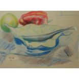 CIRCLE OF WILLIAM SCOTT, 1913 - 1989, LARGE PENCIL AND CRAYON DRAWING IN COLOURS ON PAPER LAID TO