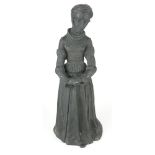 AN IMPRESSIVE CONTINENTAL CAST BRONZE STATUE OF AN ARISTOCRATIC MEDIEVAL NOBLE LADY In traditional
