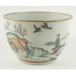 AN 18TH CENTURY CHINESE FAMILLE ROSE PORCELAIN BOWL Hand painted with a continuous landscape,