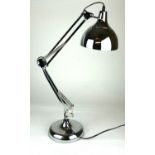 A LARGE CHROME PLATED ANGLEPOISE ADJUSTABLE TABLE LAMP. (61cm) Condition: good throughout
