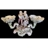 THURINGIAN, SITZENDORF, A LATE 19TH CENTURY PORCELAIN CENTRE TABLE, PASTORAL GROUP Young couple