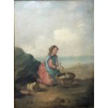 A 19TH CENTURY OIL ON BOARD, FISHER WOMAN Inscribed to the gilt slip 'W. Collins, R.A.', gilt