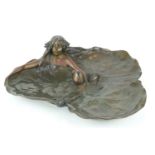 FRANÇOIS-RAOUL LARCHE, 1860 - 1912, FRENCH, A HEAVY GREEN PATINATED BRONZE TRAY Cast as an Art