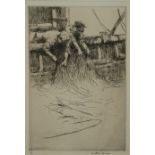 ARTHUR BRISCOE, 1873 - 1943, A BLACK AND WHITE MARINE ETCHING Titled 'Overhauling The Trawl,