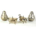 A COLLECTION OF EARLY 20TH CENTURY CONTINENTAL SILVER SALTS Comprising a pair of salts with glass