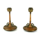 A PAIR OF FINE LATE 19TH CENTURY AESTHETIC MOVEMENT PERIOD CAST BRONZE CANDLESTICKS, CIRCA 1880 With