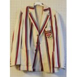 A VINTAGE RYDER & AMIS CAMBRIDGE UNIVERSITY BLAZER, SCARF AND FLANNEL TROUSERS Along with a black