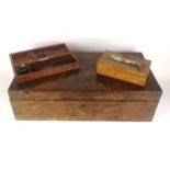 A 19TH CENTURY WALNUT AND BRASS RECTANGULAR WRITING SLOPE With black tooled leather interior,