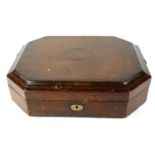 A VINTAGE LEATHER CLAD OCTAGONAL JEWELLERY BOX With tooled gilt decoration, velvet lined interior
