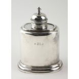 A GEORGE I DESIGN BRITANNIA SILVER TEA CANISTER Having a dome form lid and oval base, hallmarked '