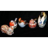 ROYAL CROWN DERBY, A COLLECTION OF FIVE PORCELAIN PAPERWEIGHTS 'Chaffinch Nesting', made exclusively