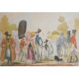GEORGE CRUIKSHANK, 1792 - 1878, FOUR EARLY 19TH CENTURY COLOURED CARICATURES Titled 'Monstrosities