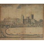 JAMES FISH OF WARWICK, AN EARLY 18TH CENTURY ENGRAVING Warwick Castle, the seat of the right