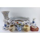 A COLLECTION OF 20TH CENTURY PORCELAIN ITEMS Comprising a pair of Royal Worcester blush ivory vase