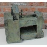 JEFF LOW, B. 1952, A GREEN VERDIGRIS BRONZE ABSTRACT SCULPTURE Study for Karnak, Circa 1990,