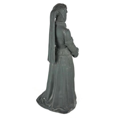 AN IMPRESSIVE CONTINENTAL CAST BRONZE STATUE OF AN ARISTOCRATIC MEDIEVAL NOBLE LADY In traditional - Image 2 of 2