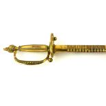 A VICTORIAN BRITISH ARMY OFFICERS DRESS SWORD Having a brass handle and brass and leather