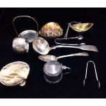 A COLLECTION OF VICTORIAN AND LATER SILVERWARE To include a sauce ladle and tea strainer, a white