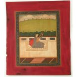 AN INDIAN WATERCOLOUR IN THE STYLE OF 19TH CENTURY INDIAN SCHOOL, INTERIOR SCENE Fine painting of