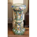 A 19TH CENTURY STONEWARE JARDINIÈRE STAND The faceted sides decorated with foliage. (diameter 35cm x
