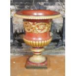 A LARGE RED LACQUERED AND GILT PLANTER Grecian design. (diameter 64cm x h 80cm) Condition: good