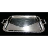 THOMAS WHITE, SHEFFIELD, 1866 - 1892, A SILVER PLATED RECTANGULAR TWO HANDLED SERVING TRAY With