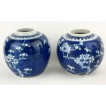 TWO CHINESE BLUE AND WHITE VASES Each decorated with underglaze blue prunus sprigs. (approx 13cm)