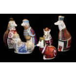 ROYAL CROWN DERBY, A SET OF SIX PORCELAIN NATIONAL DOGS FIGURES 'Standing Pose', marked 'Borzio