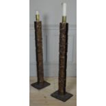 A PAIR OF LARGE 20TH CENTURY MODERN ART BRONZE FLOORSTANDING CANDLE STANDS Cast with organic