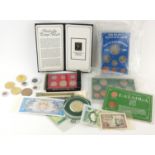 A COLLECTION OF VICTORIAN AND LATER BRITISH AND FOREIGN COINS AND BANKNOTES Comprising a silver four