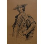 A LATE 19TH/EARLY 20TH CENTURY CONTINENTAL PEN AND INK PORTRAIT Gentleman wearing a hat and