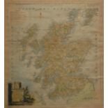 THOMAS KITCHIN, AN 18TH CENTURY HAND COLOURED MAP ENGRAVING Titled 'Scotland Divided into its